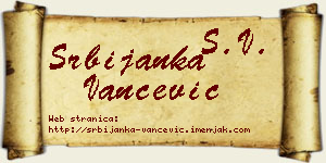 Srbijanka Vančević vizit kartica